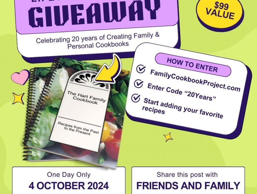 Celebrate 20 Years with Family Cookbook Project – Get a Free Lifetime Membership on October 4th!